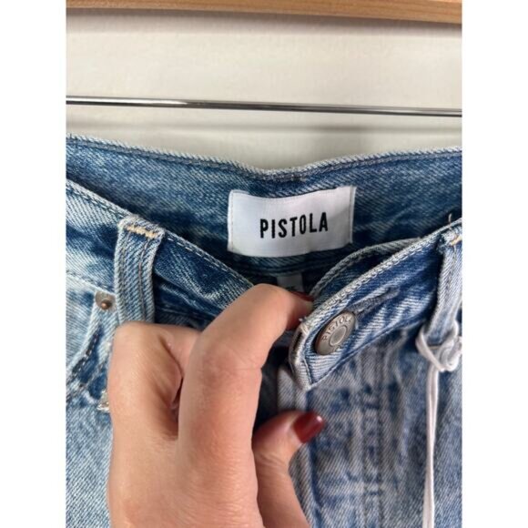 NWT Pistola Nova High Rise Distressed Garcon Vintage Shorts Blue Size: 25 - Picture 5 of 9